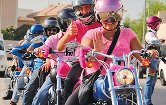 Gulf Weekly ‘Pink’ bikers on the highway
